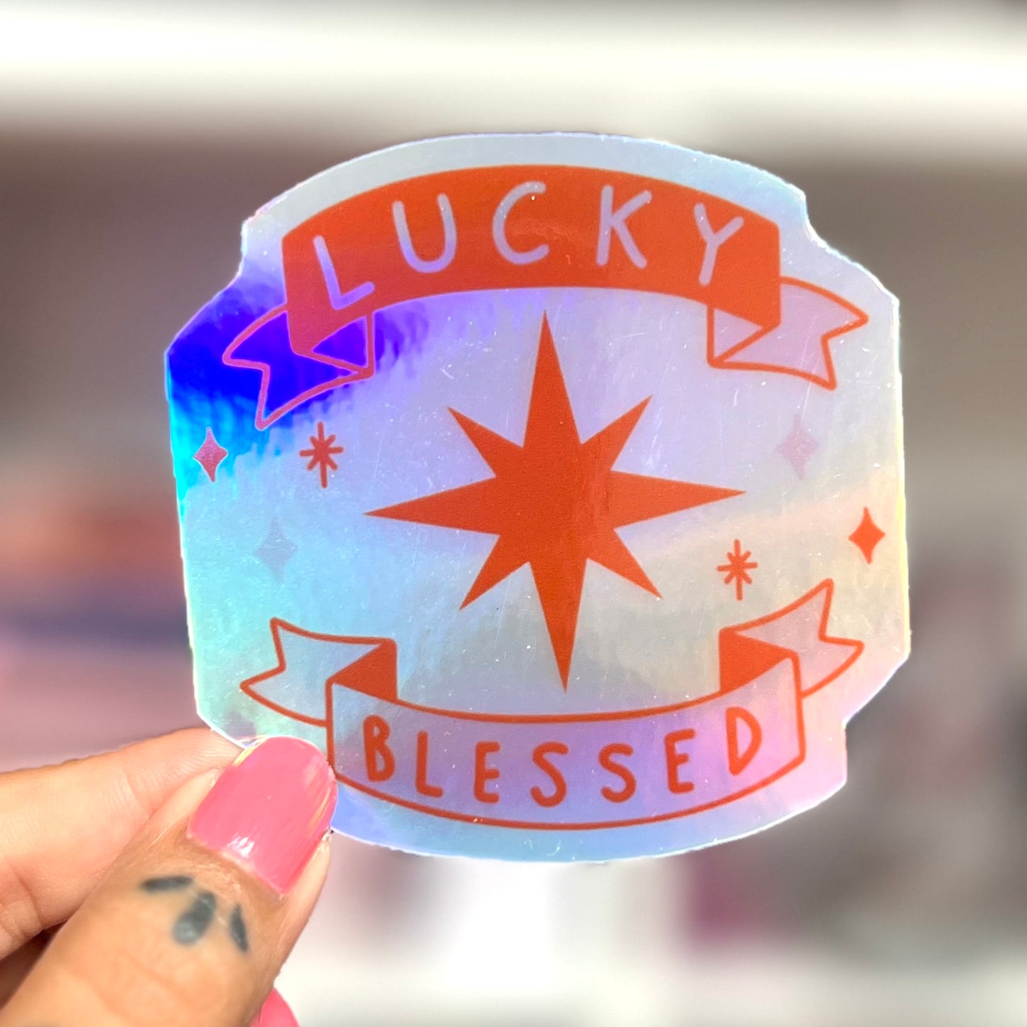 lucky & blessed sticker