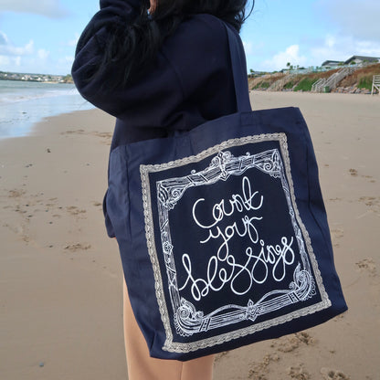 count your blessings tote bag - navy