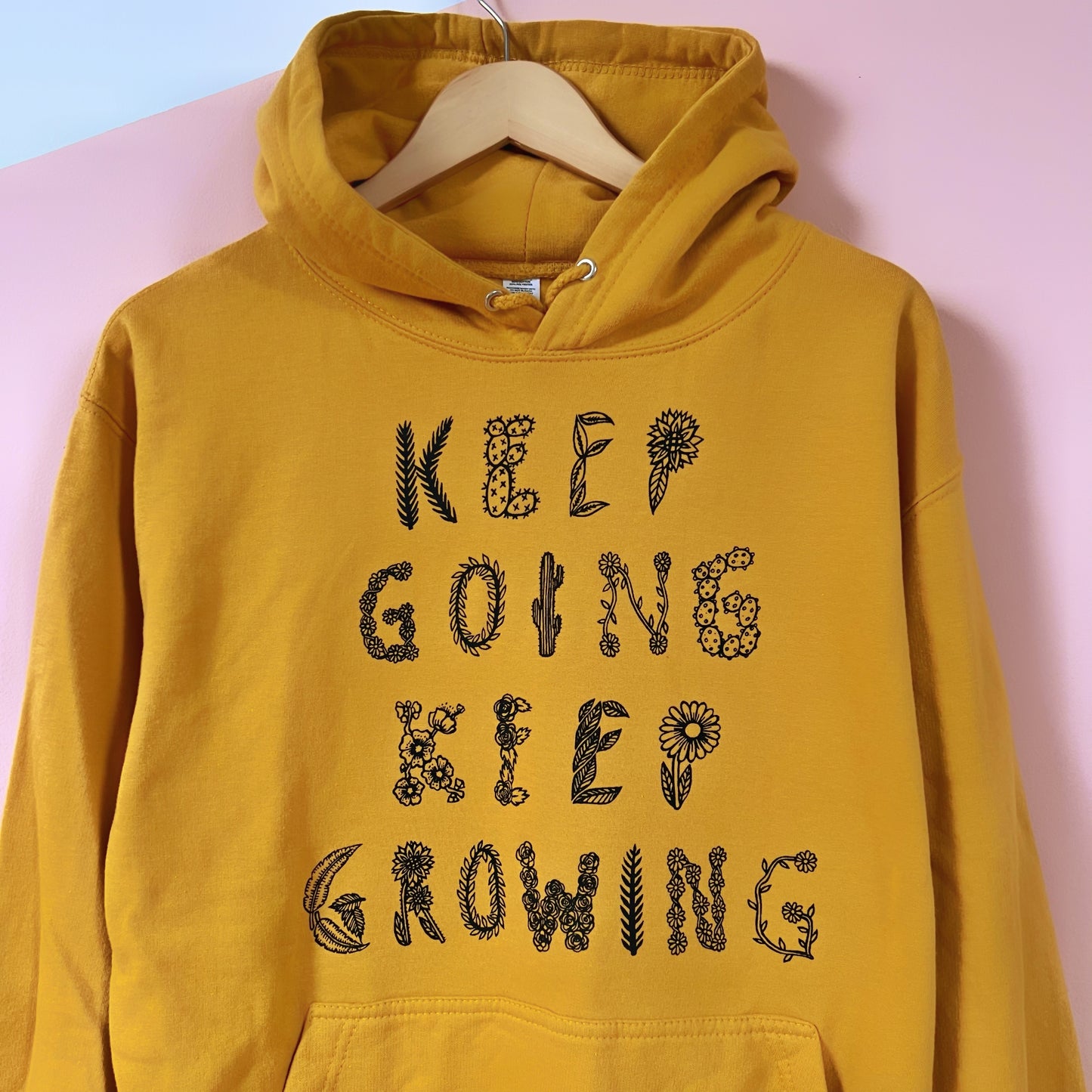 keep going, keep growing hoodie - mustard yellow