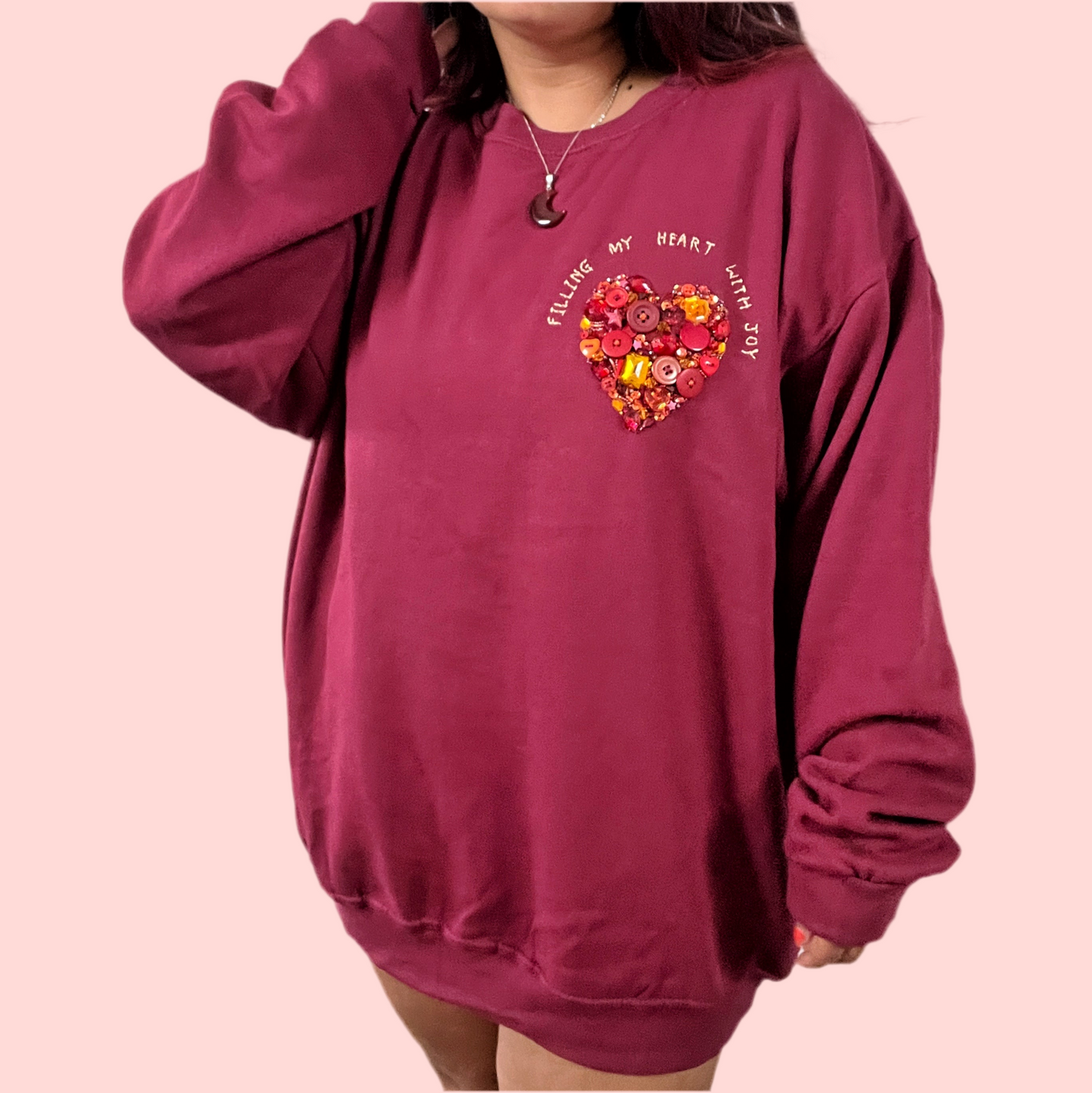 filling my heart with joy - hand-embellished sweatshirt