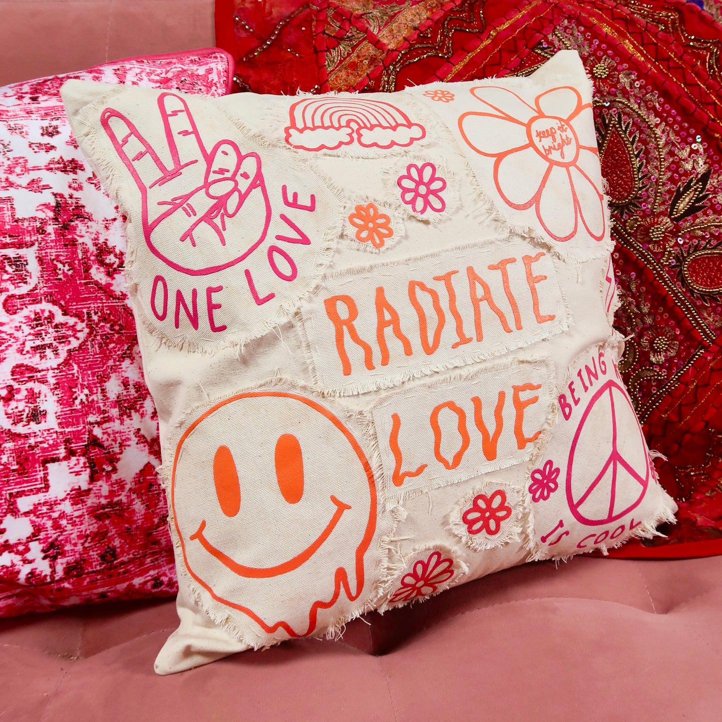 hippie heart cushion