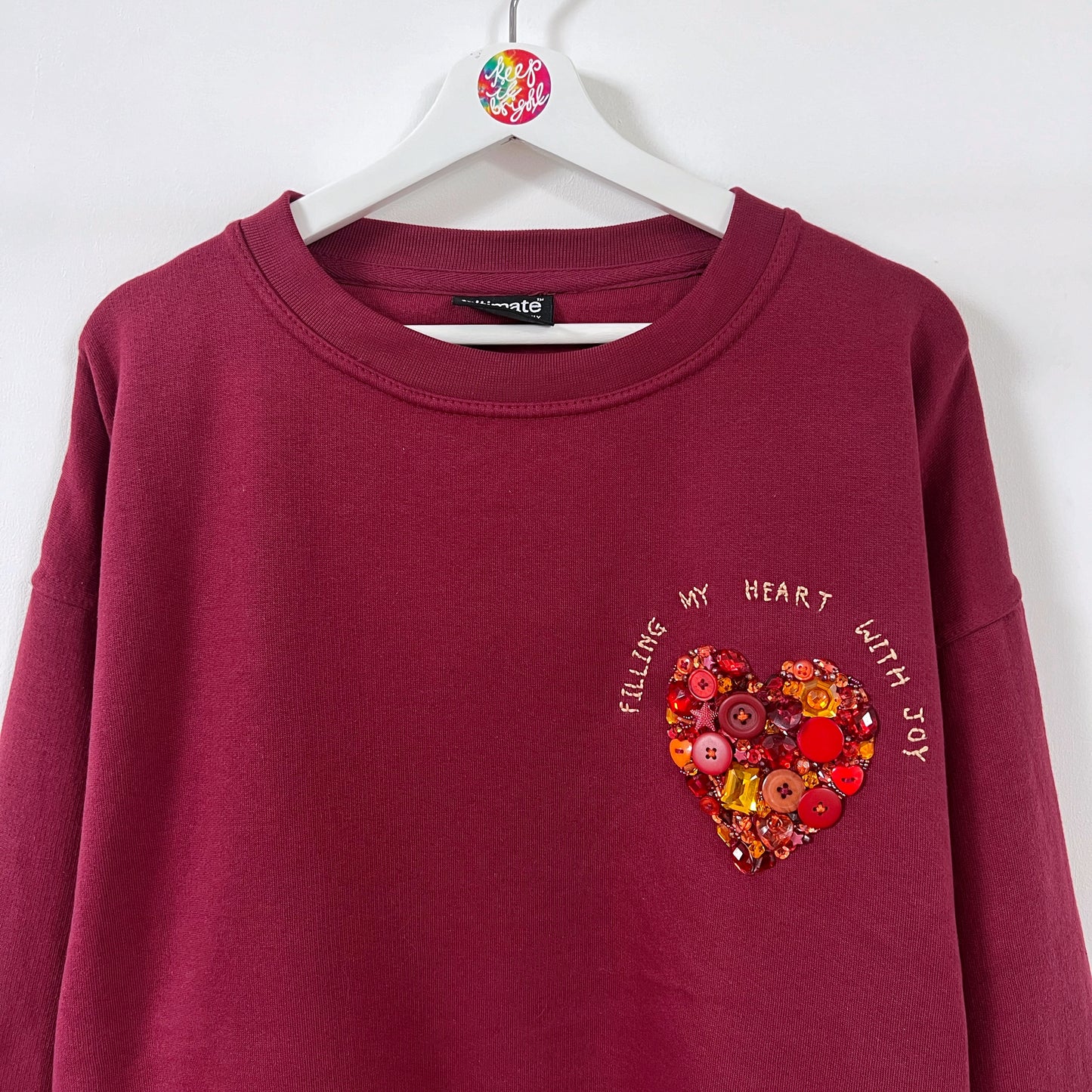 filling my heart with joy - hand-embellished sweatshirt