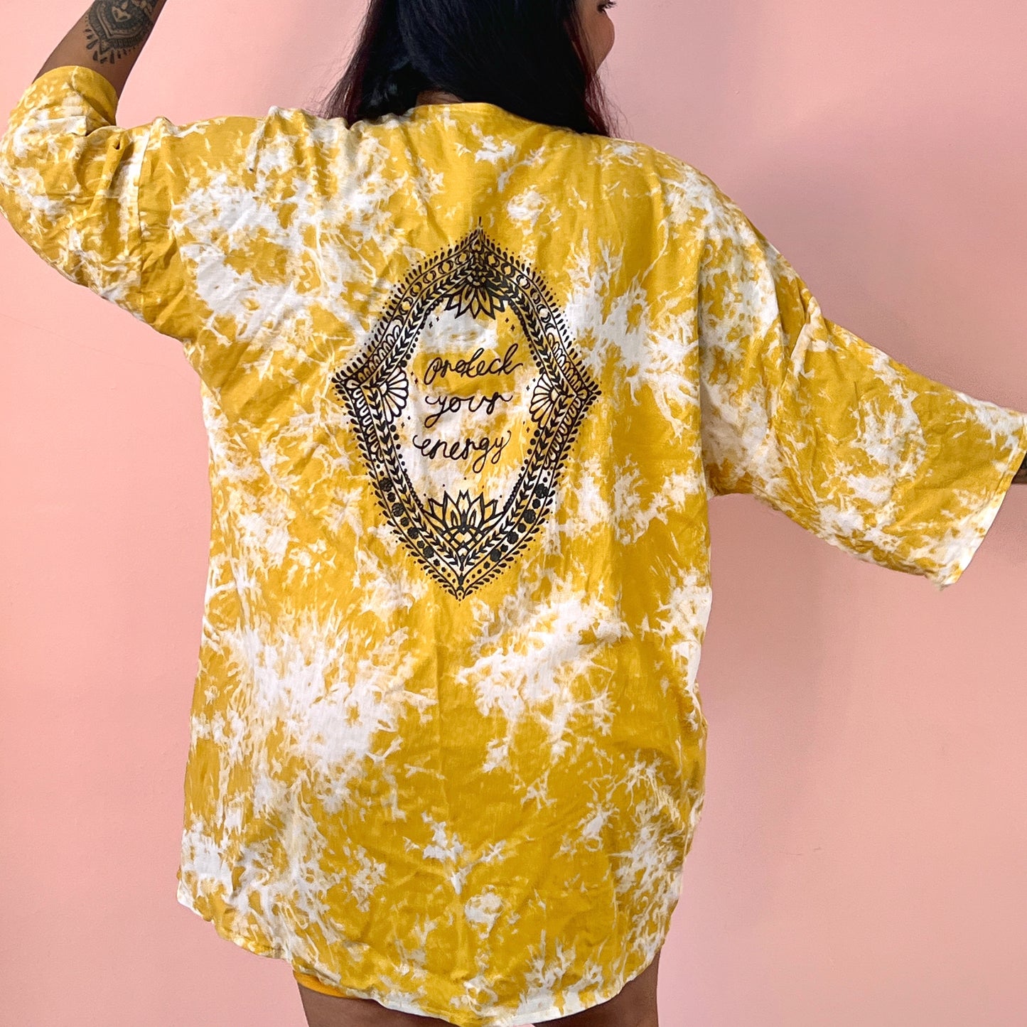 protect your energy tie dye kimono top