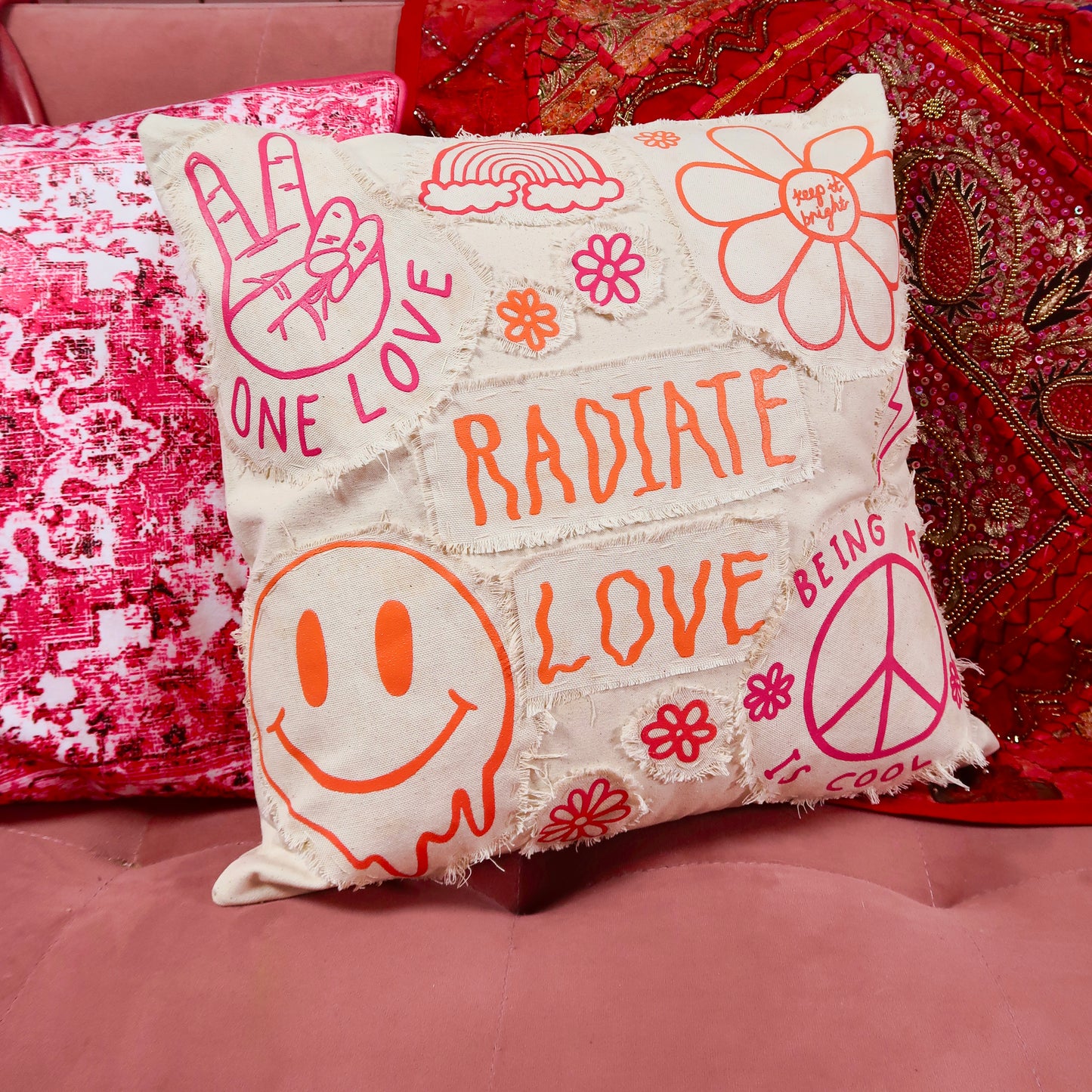 hippie heart cushion