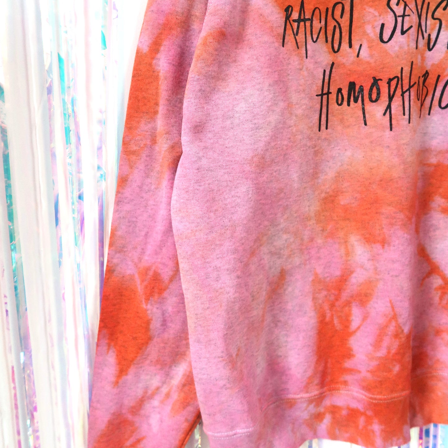 no-one is born racist, sexist or homophobic tie dye sweatshirt - L
