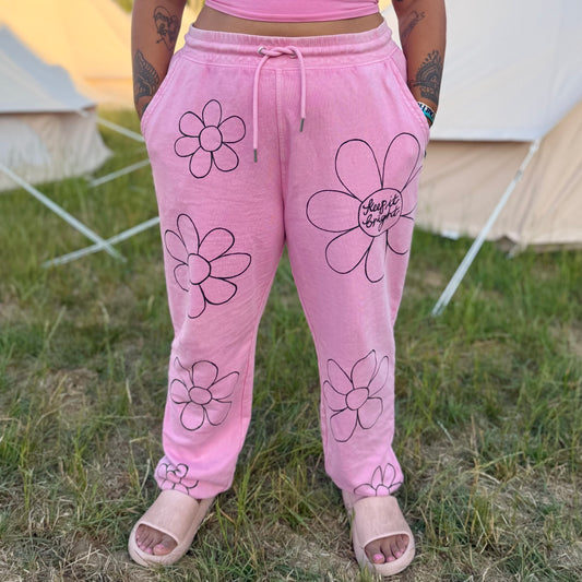flower power lounge pants - pink