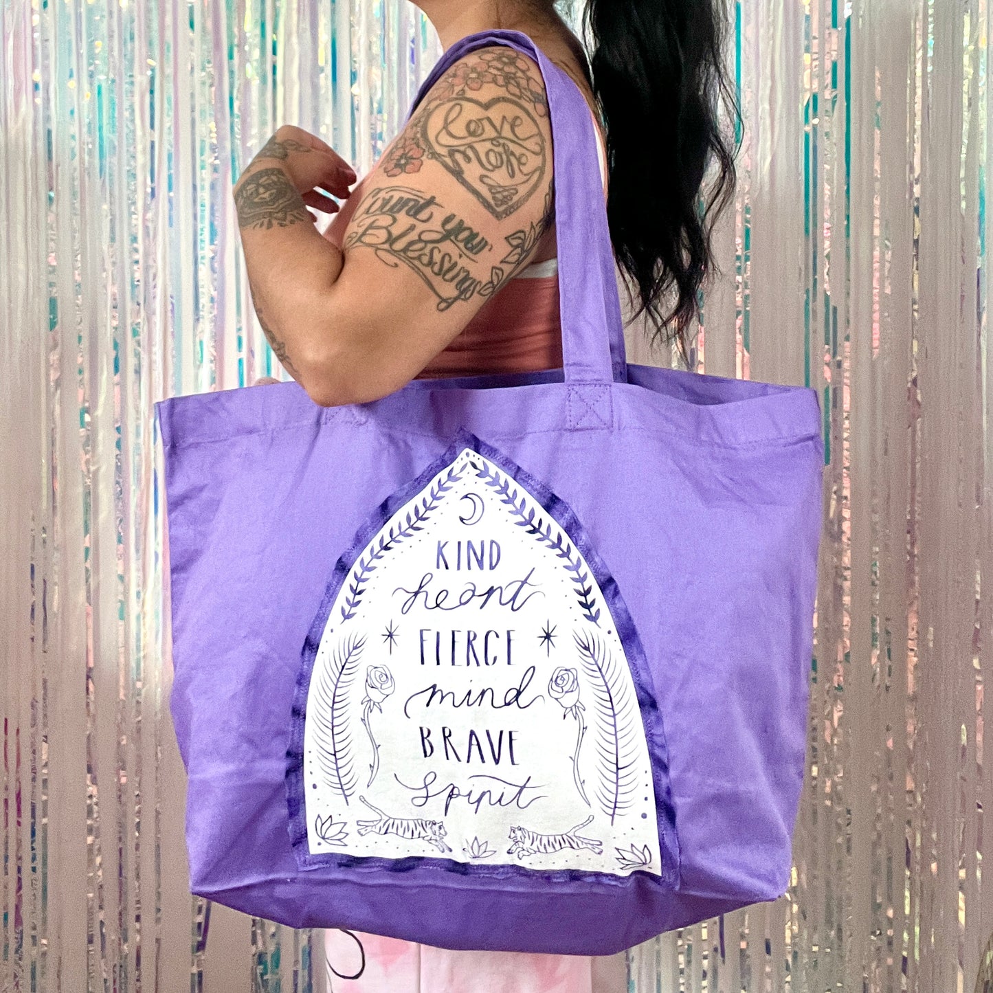 kind heart fierce mind brave spirit bag