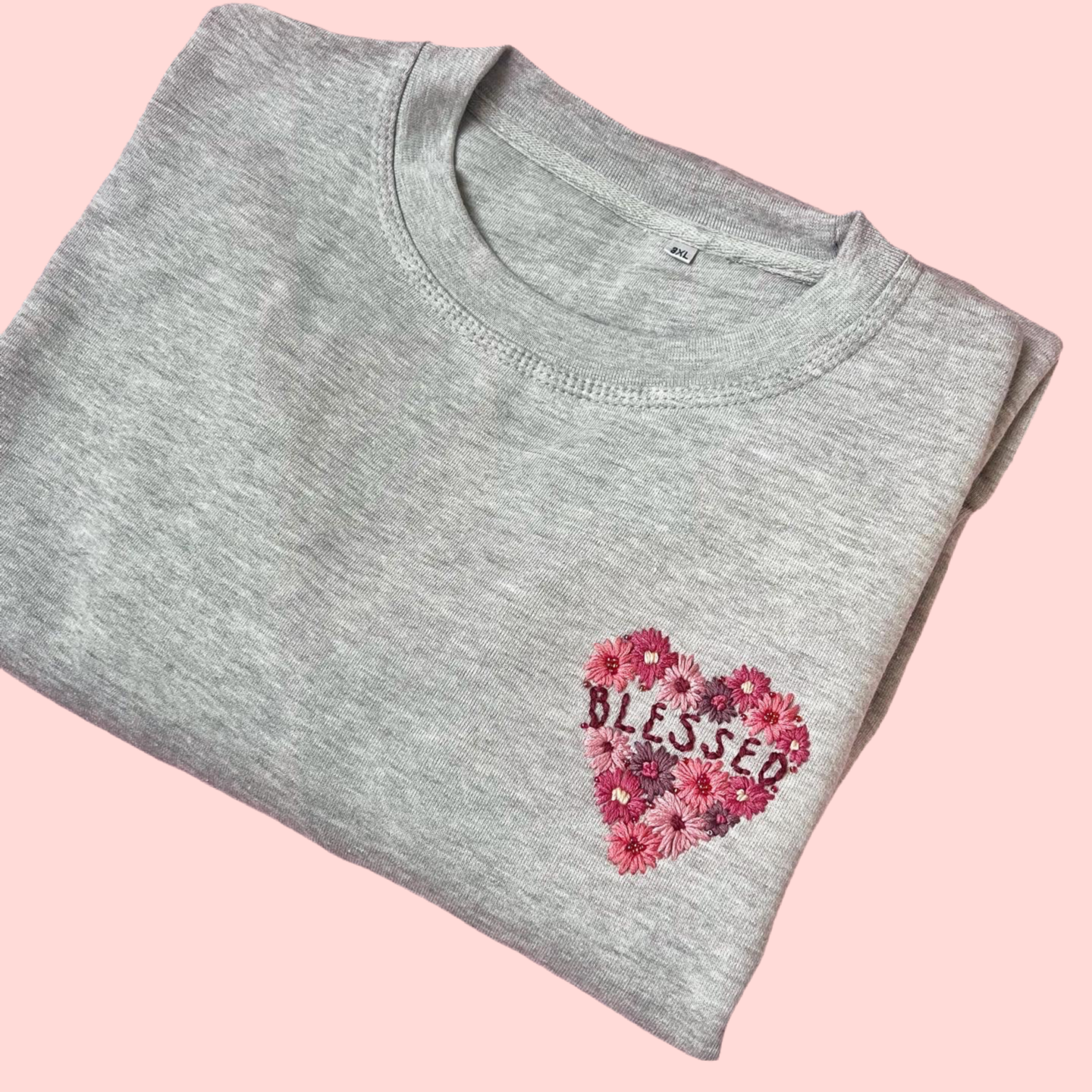 blessed hand-embroidered sweatshirt
