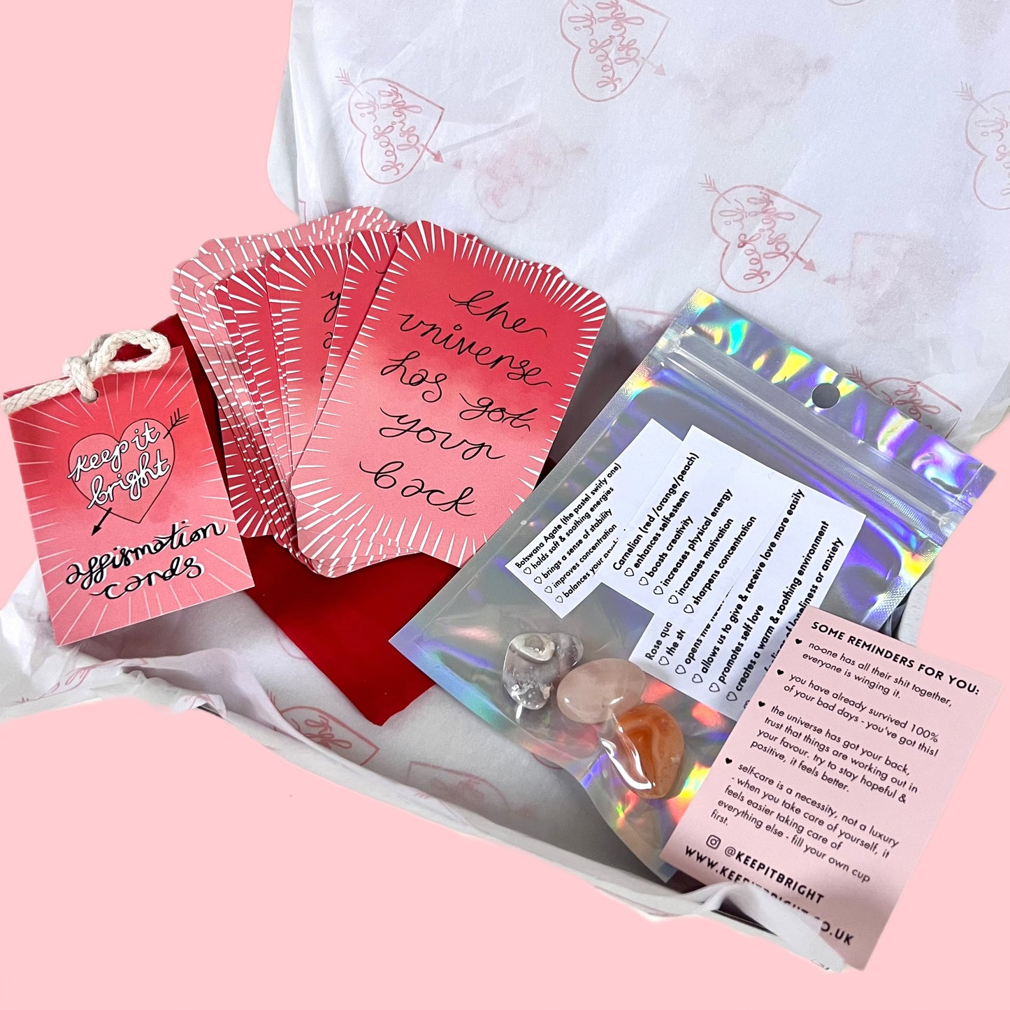 affirmation card & crystals set