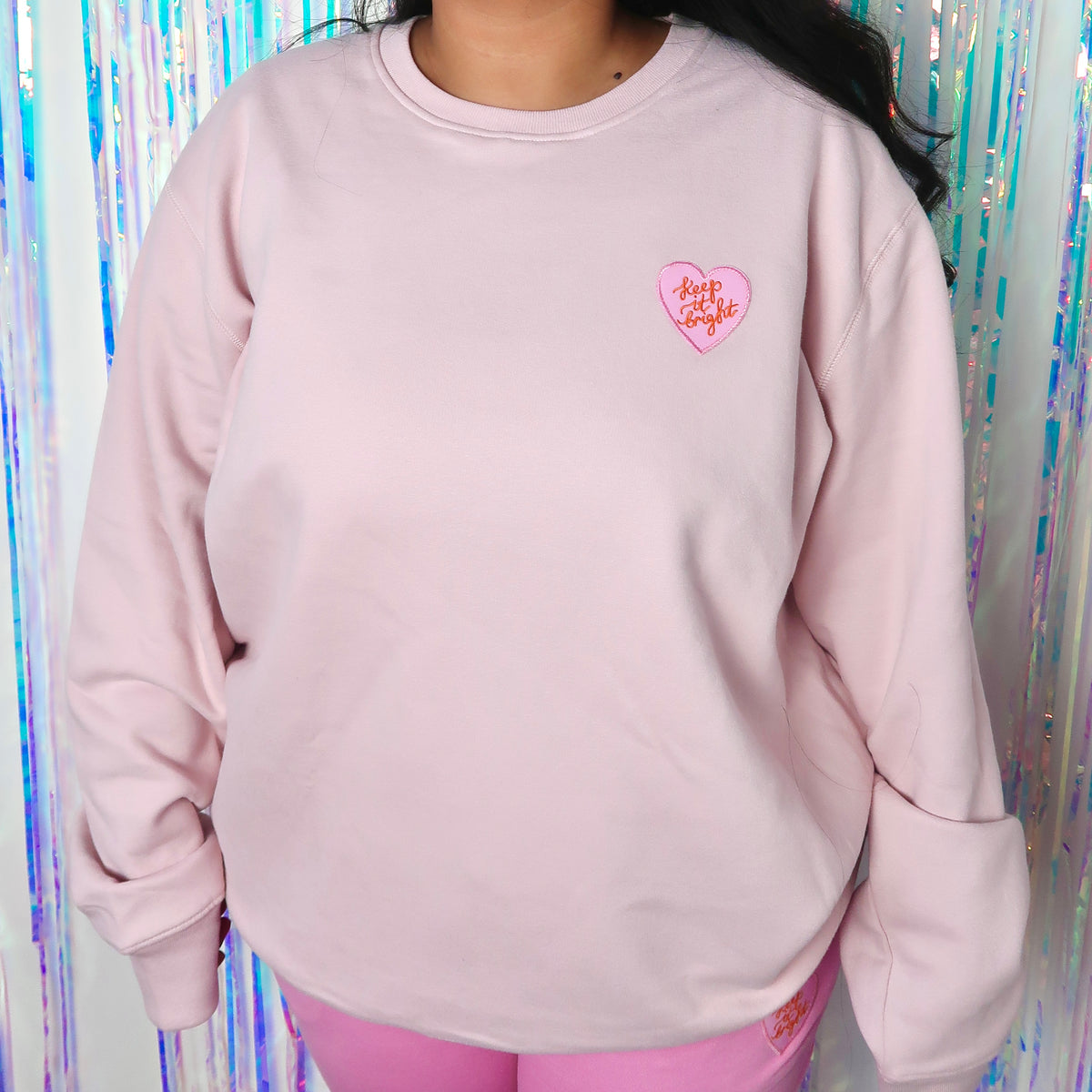 keep it bright embroidered sweatshirt - light pink