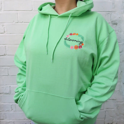 blooming embroidered hoodie - mint