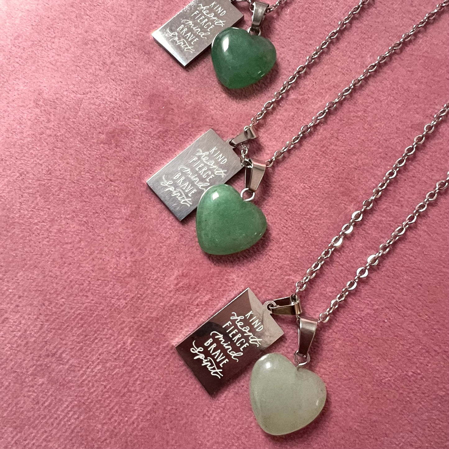 kind heart fierce mind brave spirit crystal necklaces