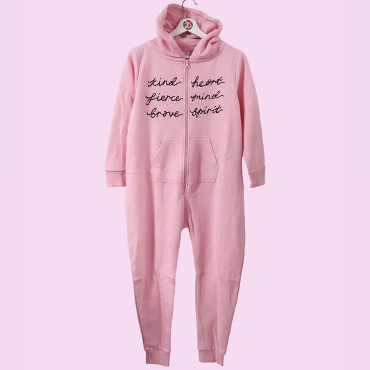 kind heart, fierce mind, brave spirit - kids onesie - pink