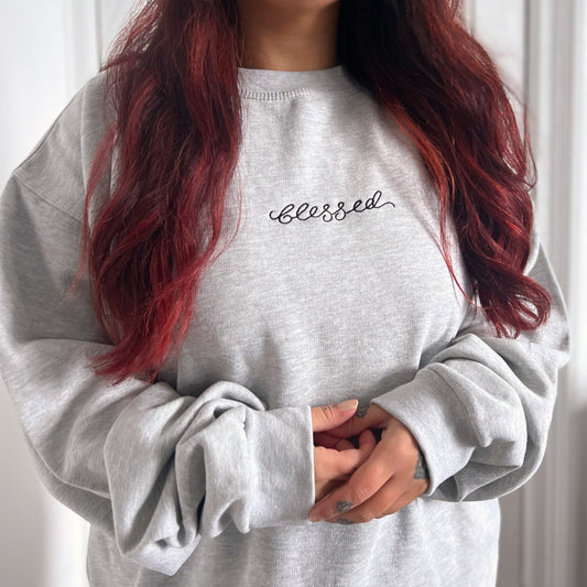 blessed embroidered sweatshirt - grey
