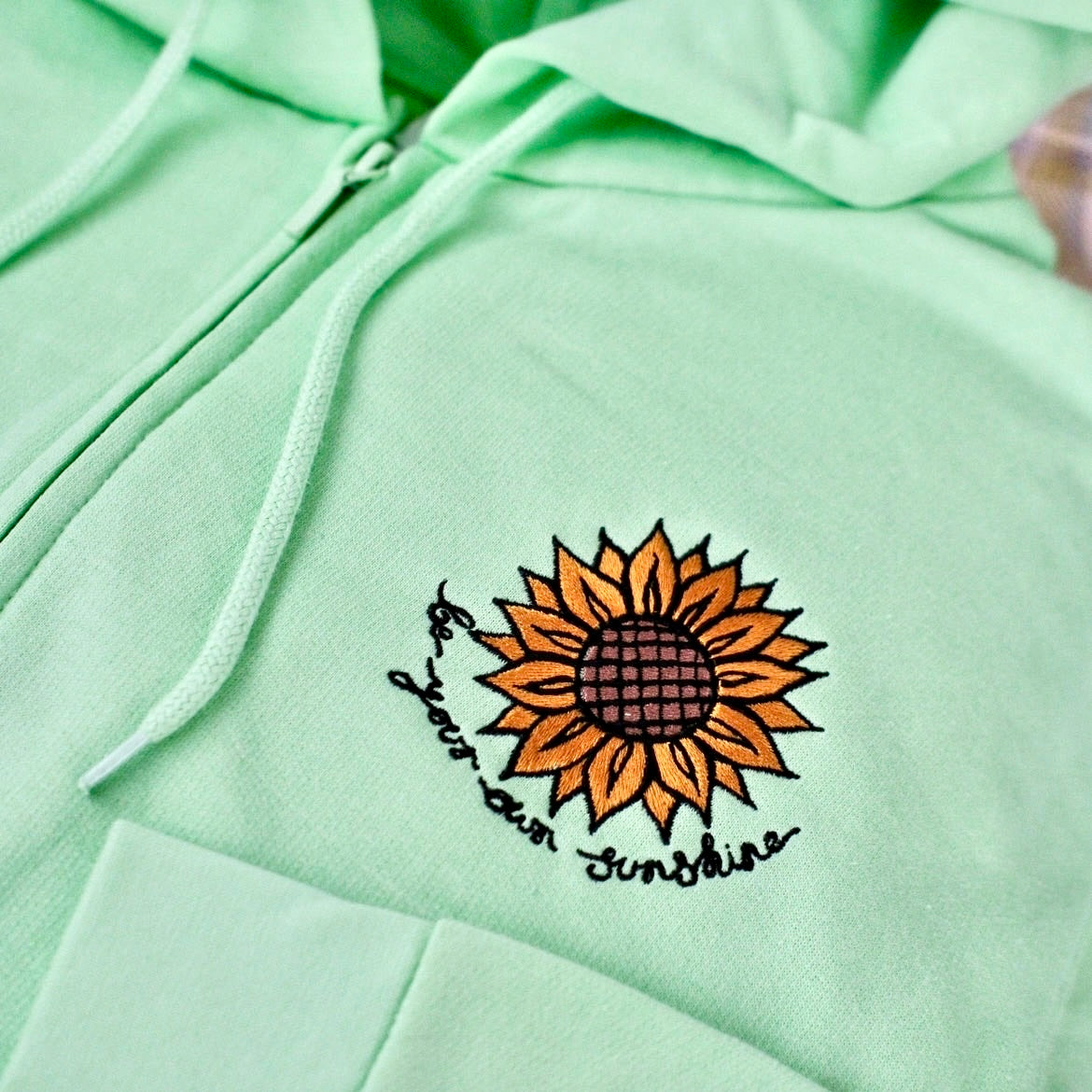 be your own sunshine embroidered zip-up hoodie