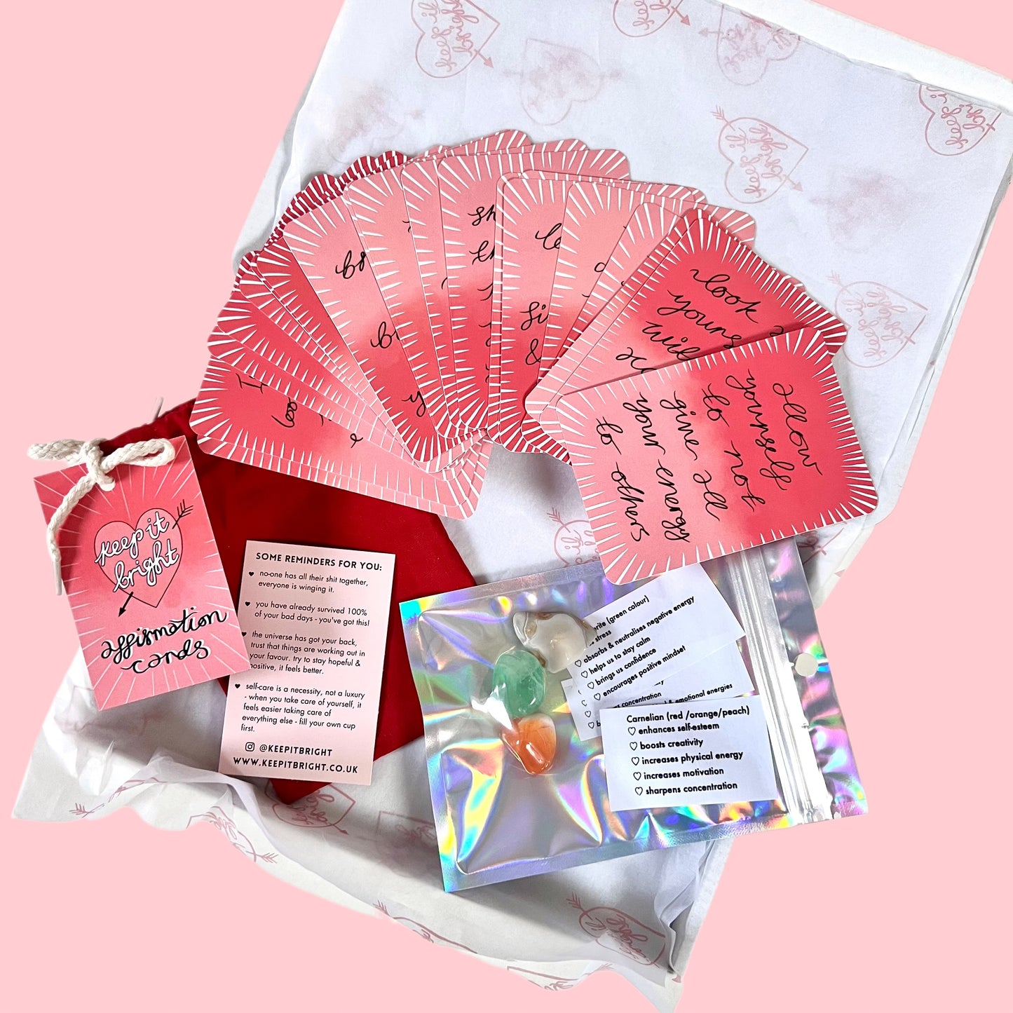 affirmation card & crystals set