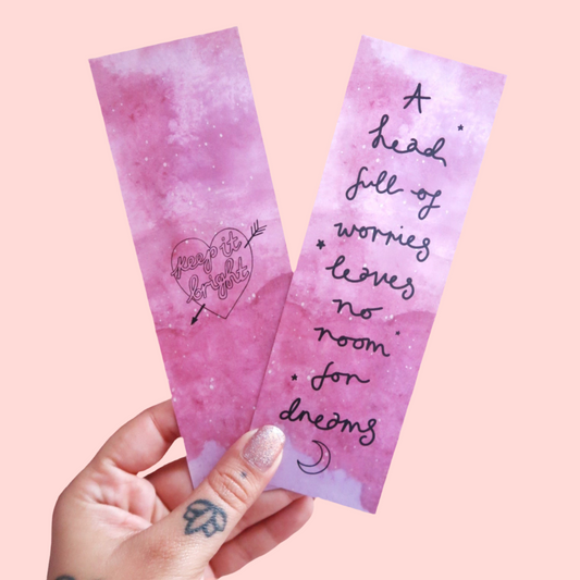 a head full of worries, leaves no room for dreams bookmark