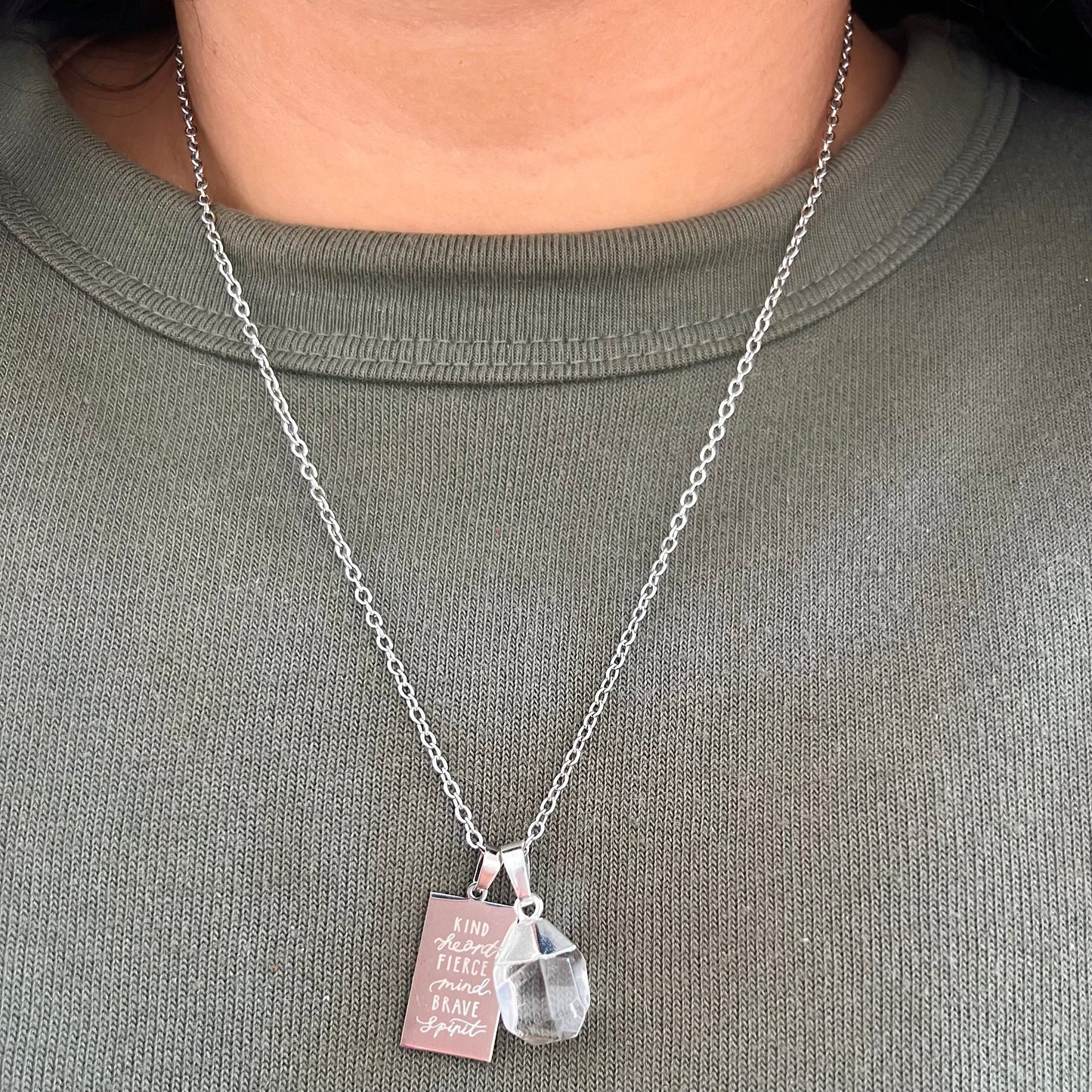 kind heart fierce mind brave spirit crystal necklaces