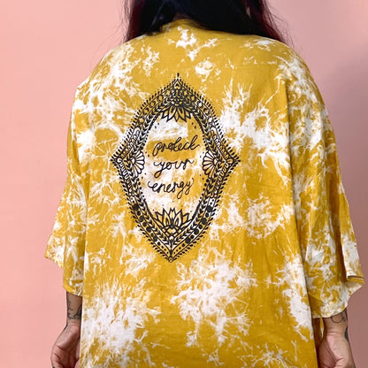 protect your energy tie dye kimono top