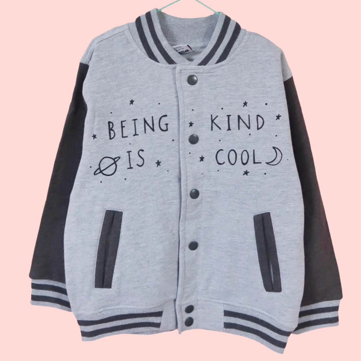 being kind is cool kids varsity jacket v.2 - grey