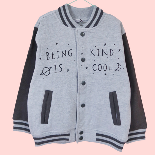 being kind is cool kids varsity jacket v.2 - grey