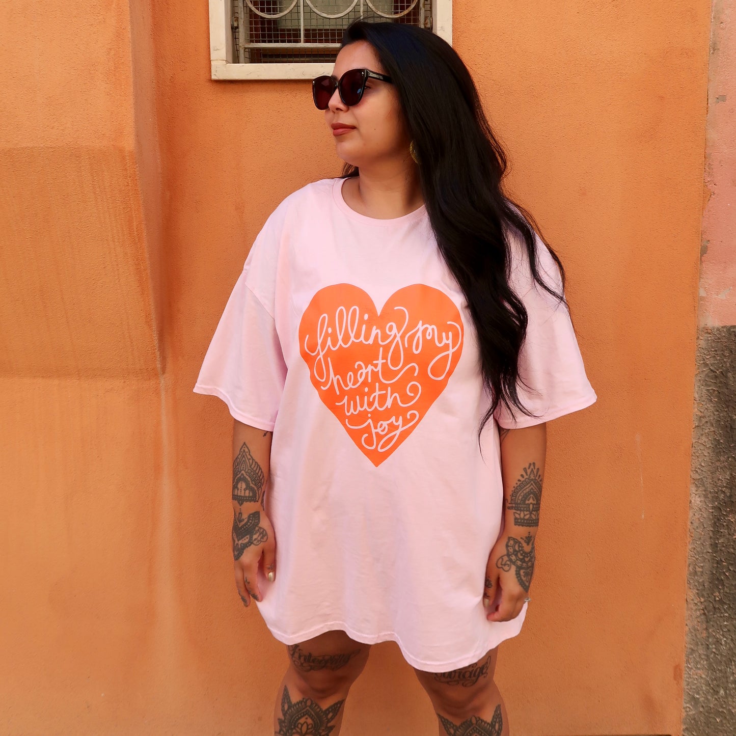 filling my heart with joy t-shirt - pink & orange
