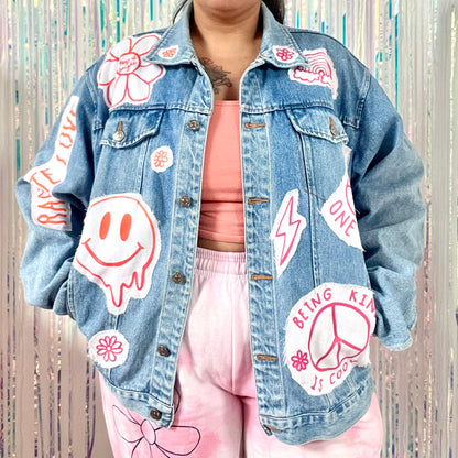 hippie heart denim jacket