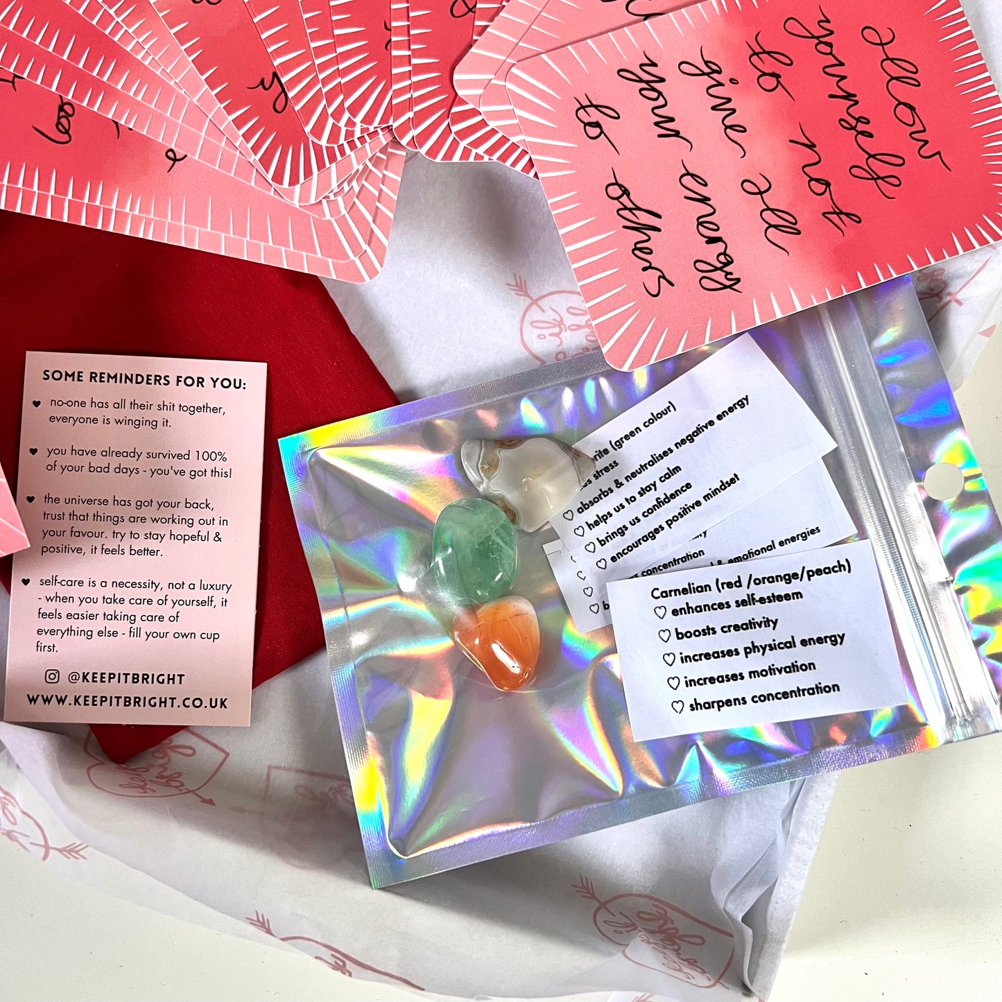 affirmation card & crystals set