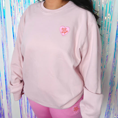 keep it bright embroidered sweatshirt - light pink