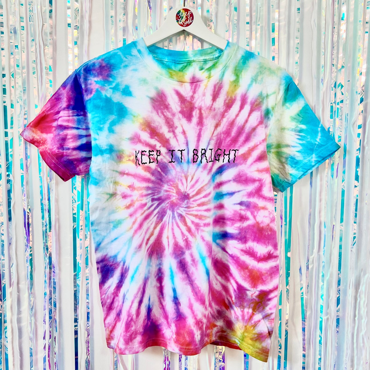 keep it bright rainbow tie-dye t-shirt