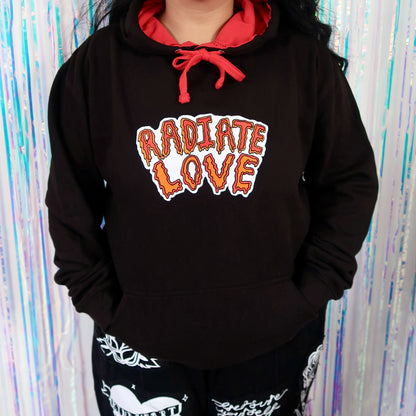 radiate love embroidered hoodie - black & red