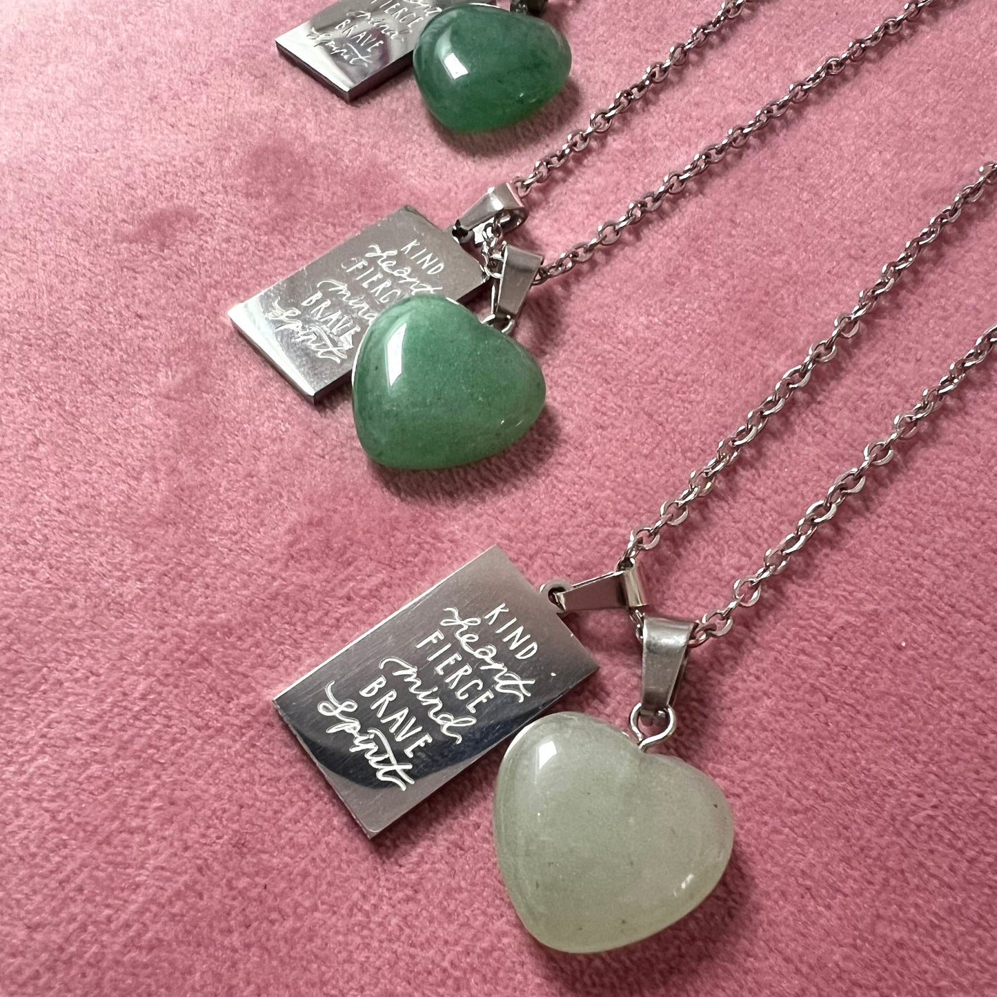kind heart fierce mind brave spirit crystal necklaces
