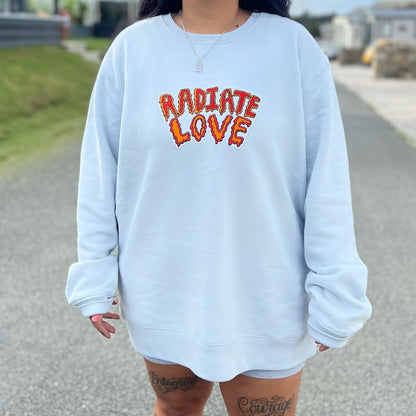 radiate love embroidered sweatshirt - light blue