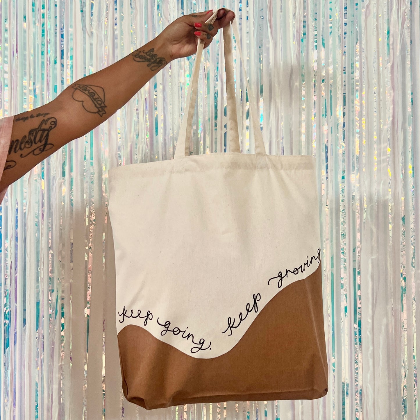 keep going, keep growing tote bag - tan