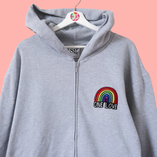 one love embroidered hoodie