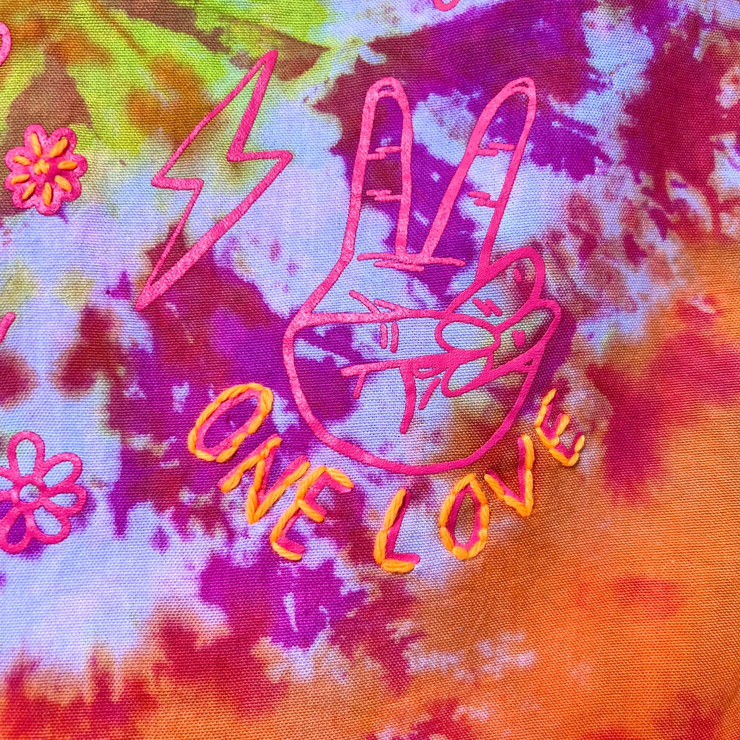 hippie heart tie dye wall hanging - sunset