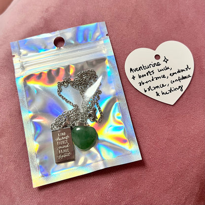 kind heart fierce mind brave spirit crystal necklaces