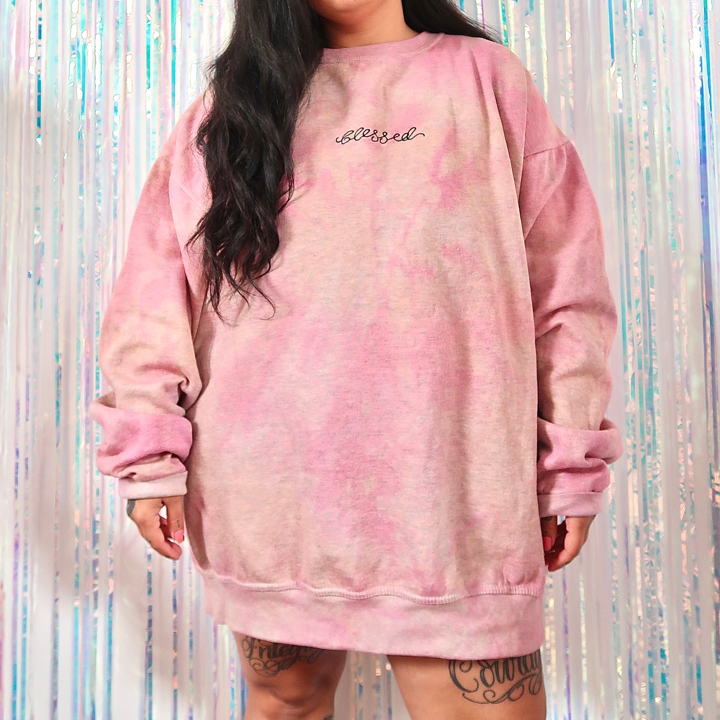 blessed embroidered sweatshirt - tie dye