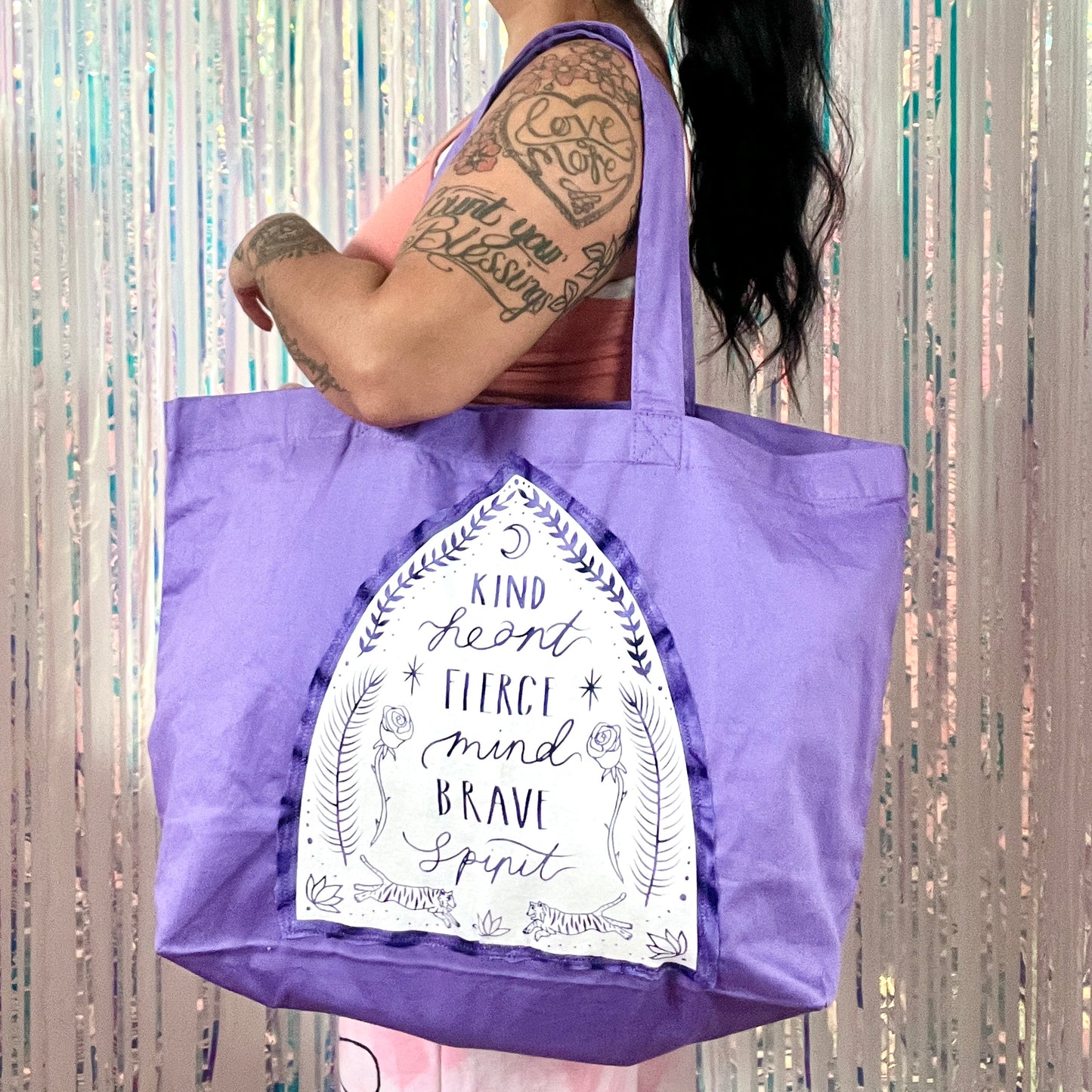 kind heart fierce mind brave spirit bag