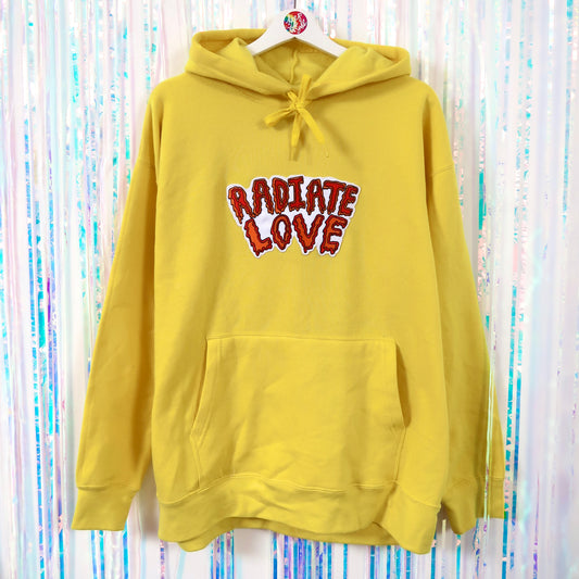 radiate love embroidered hoodie - lemon yellow