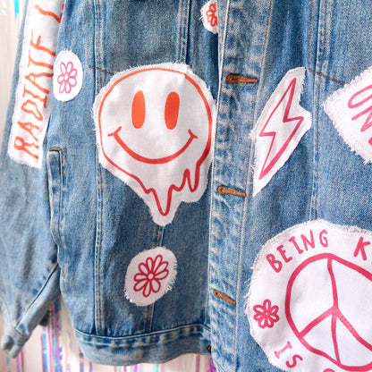hippie heart denim jacket