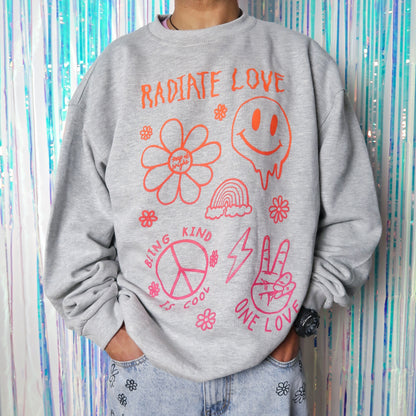 hippie heart sweatshirt - light grey