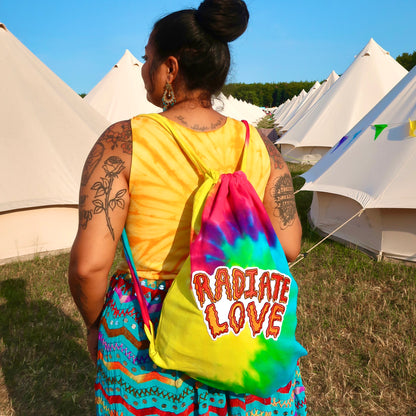 radiate love tie dye bag