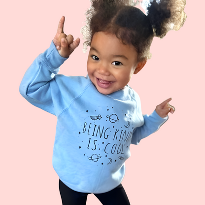 kids being kind is cool crop sweatshirt - blue