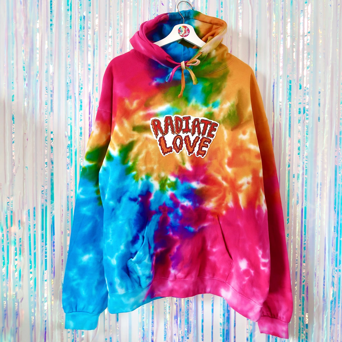 radiate love embroidered hoodie - tie dye