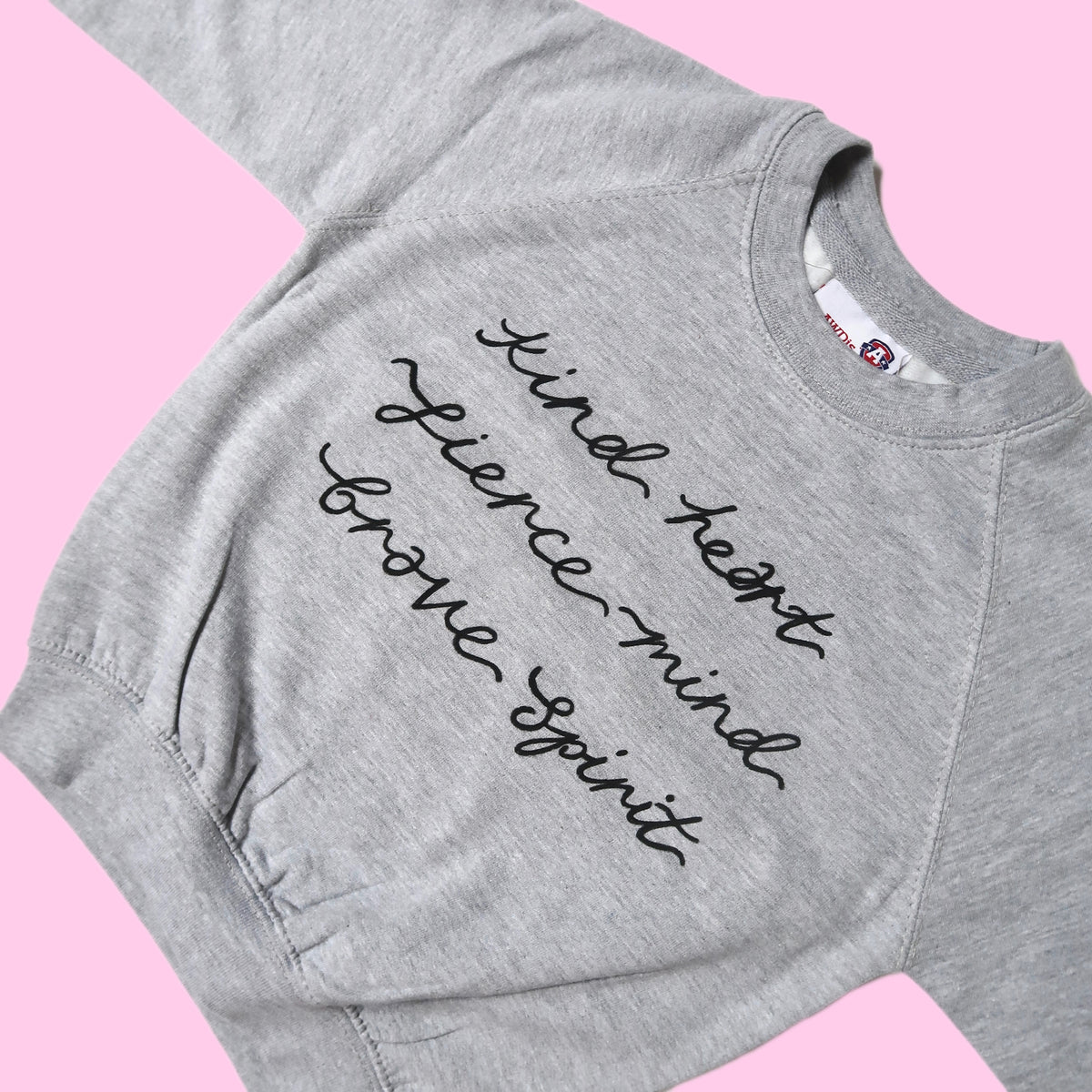 kind heart, fierce mind, brave spirit - kids sweatshirt - grey