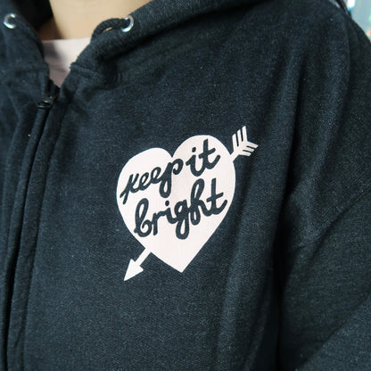 filling my heart with joy zip-up hoodie - black marl