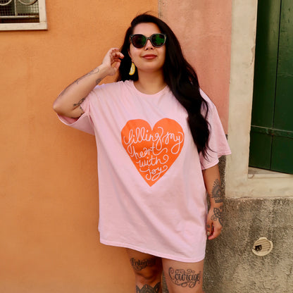 filling my heart with joy t-shirt - pink & orange