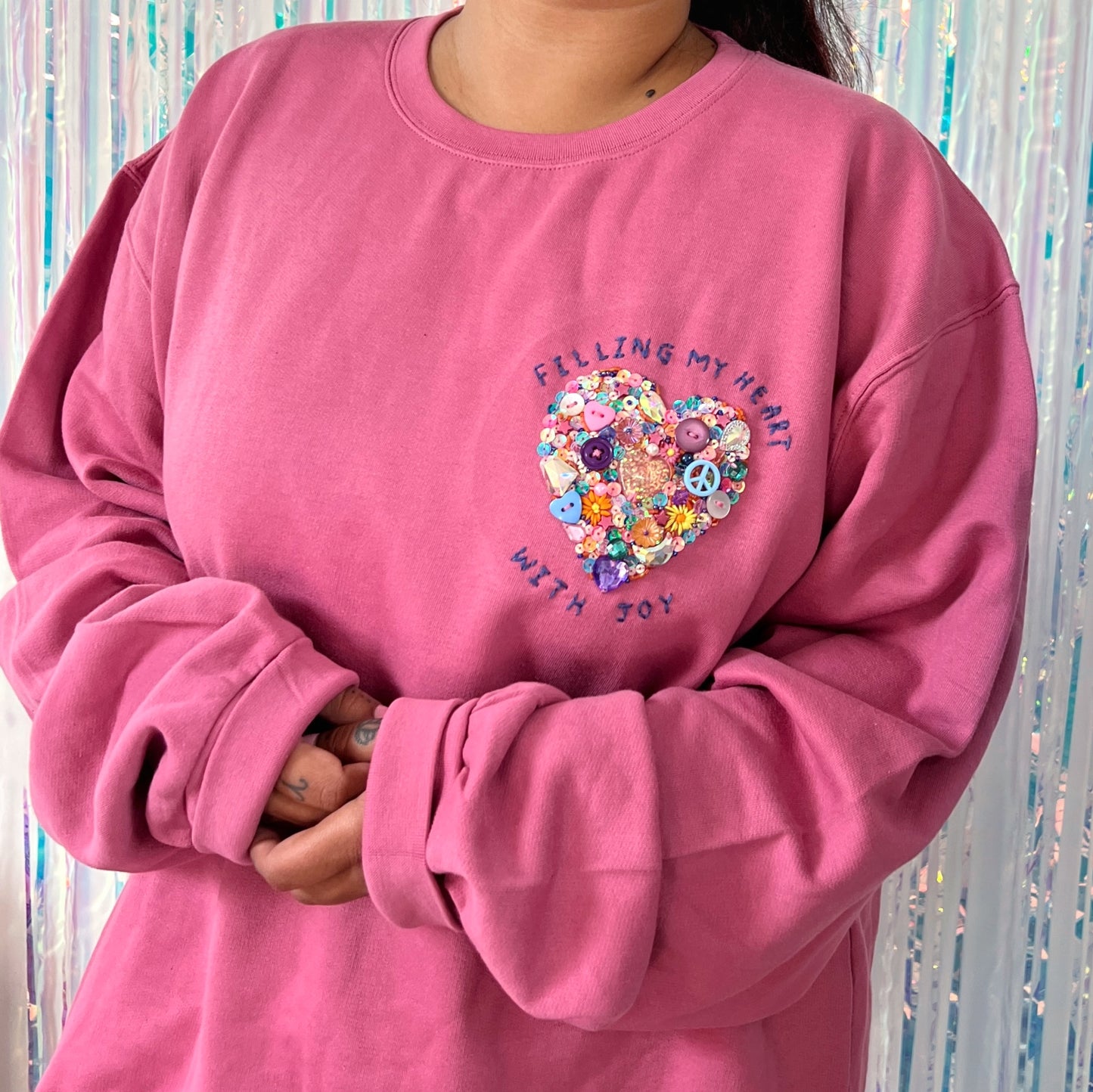 filling my heart with joy - hand-embellished sweatshirt