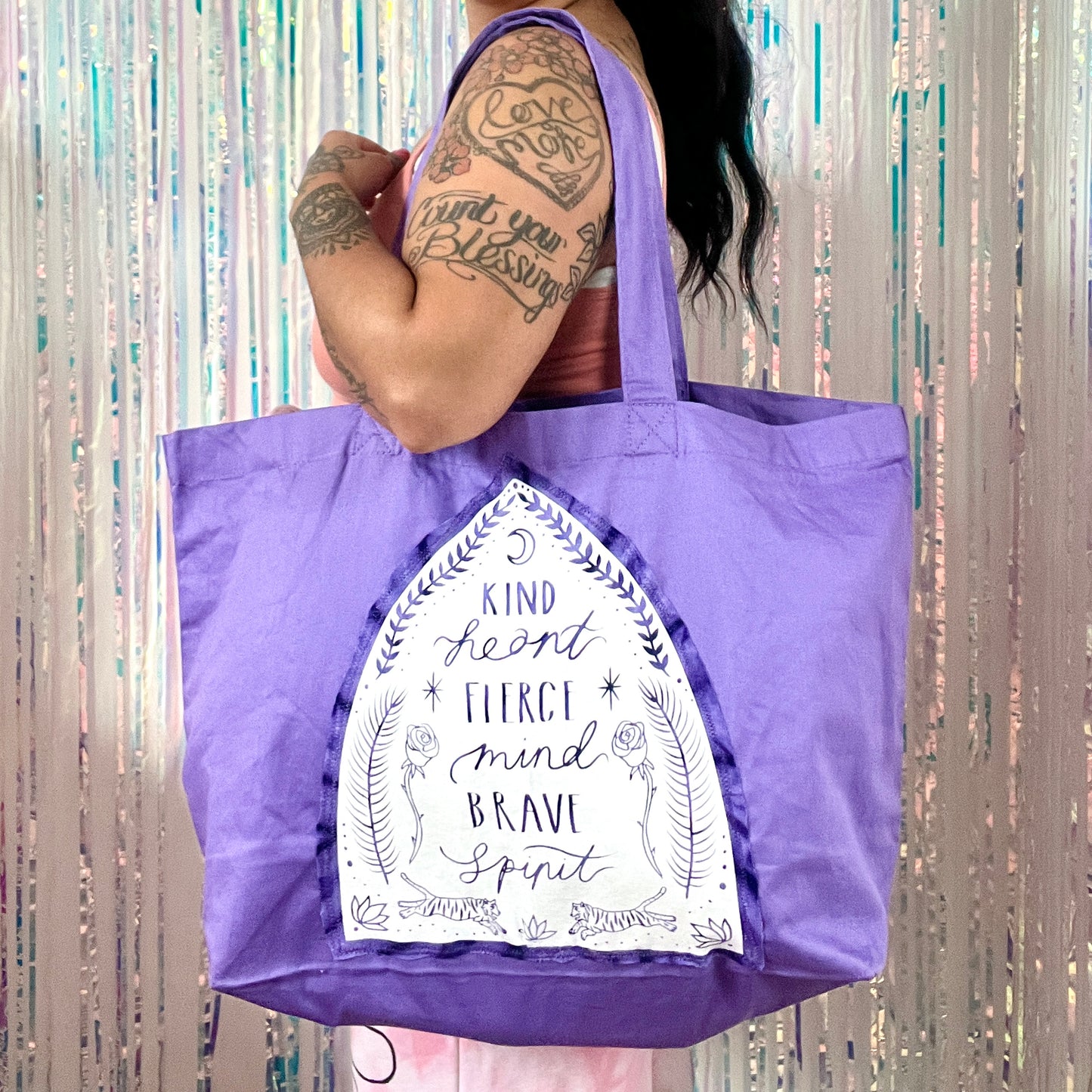 kind heart fierce mind brave spirit bag